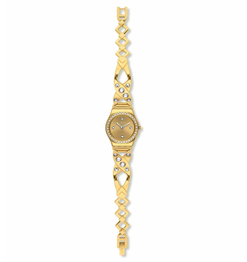 montre femme swatch gold hug ysg164g