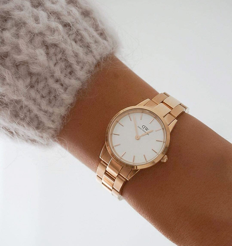 montre femme daniel wellington iconic link rose