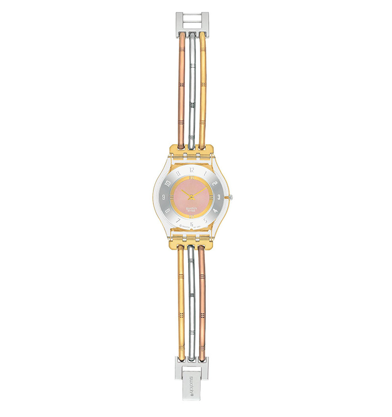 montre femme swatch classic tri gold sfk240